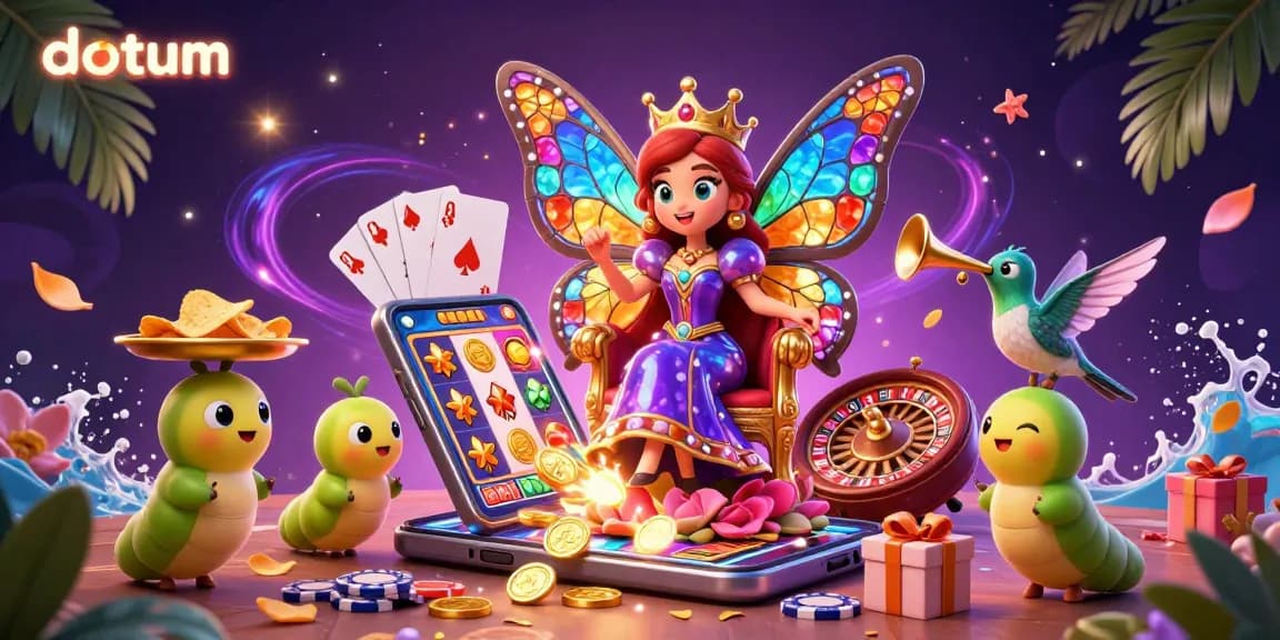 Experience thrilling gameplay at datum with a vibrant casino scene featuring 3D gaming characters and symbols.