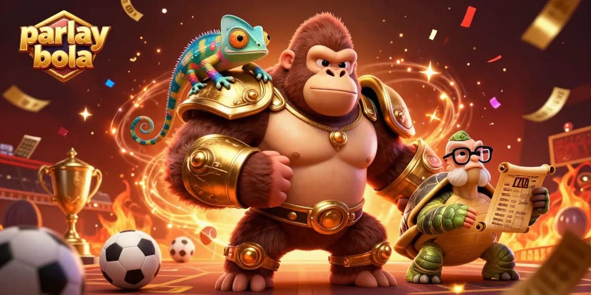 Engage with parlay bola strategy through this vibrant 3D illustration showcasing characters and gaming elements.