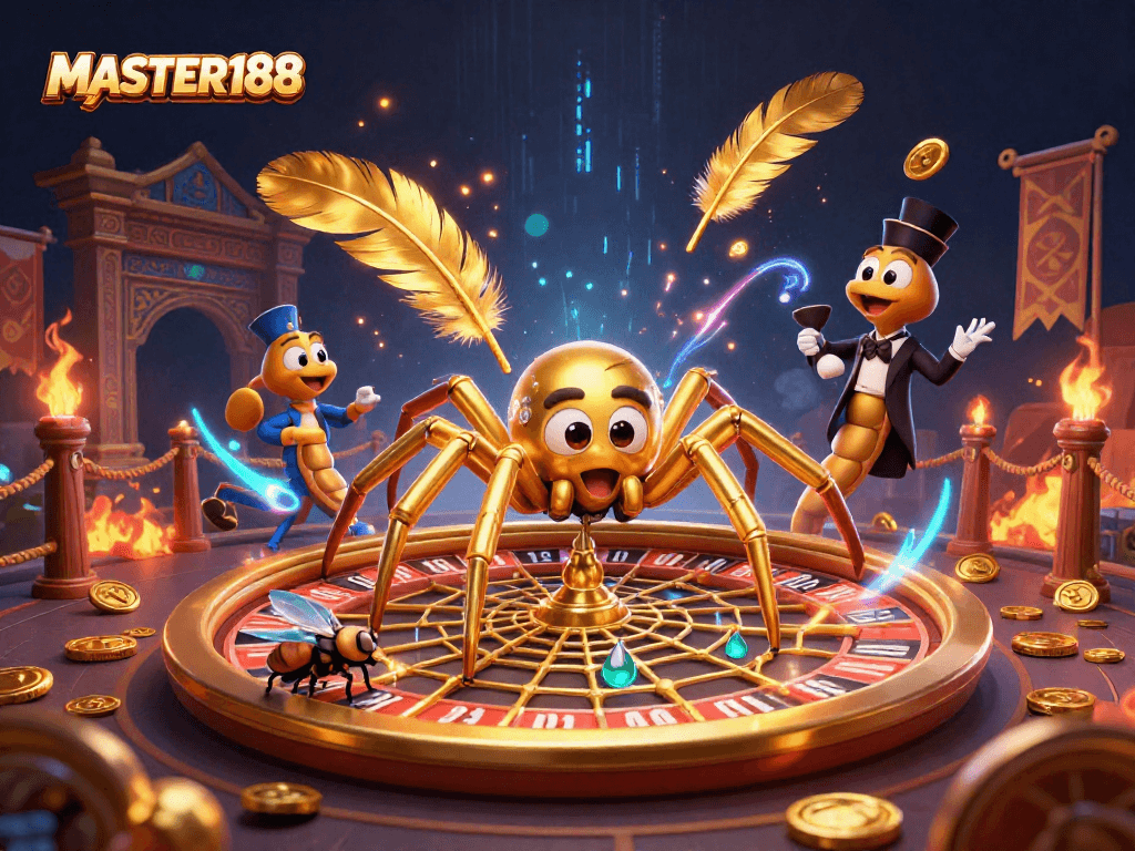 Bet on your fortune with MASTER188 in a dynamic casino-themed illustration.