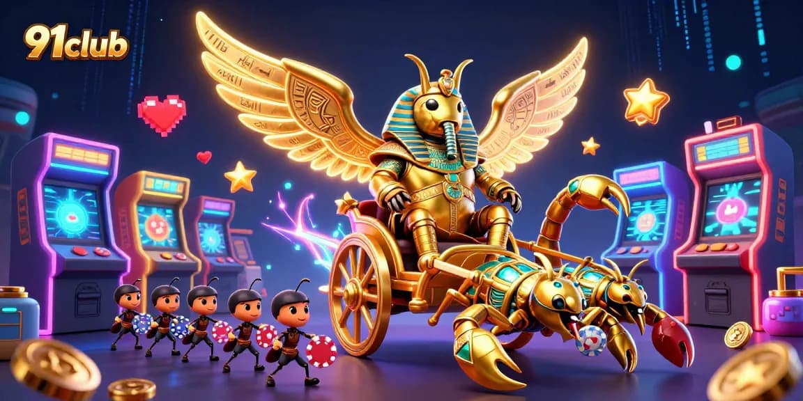 Play exciting games at 91club with our vibrant 3D illustration featuring action-packed scenes.