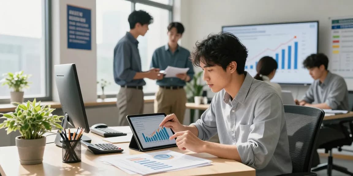 In a professional financial office, a business owner evaluates cash flow charts, exploring if a merchant cash advance is legit.