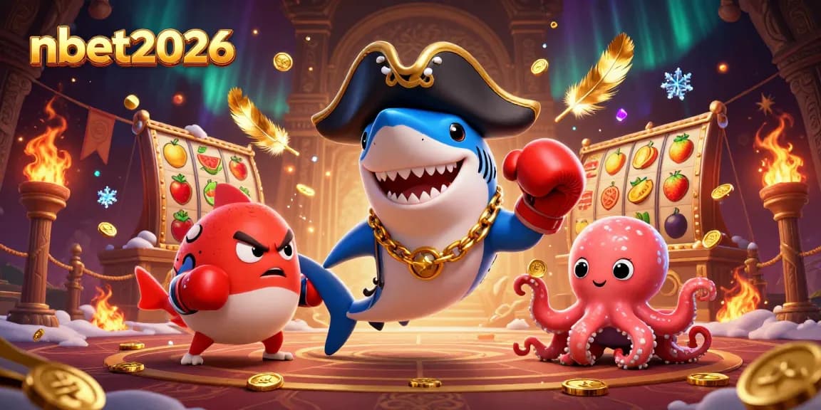 Engage with nbet2026 in a vibrant casino scene featuring a playful shark and friends.
