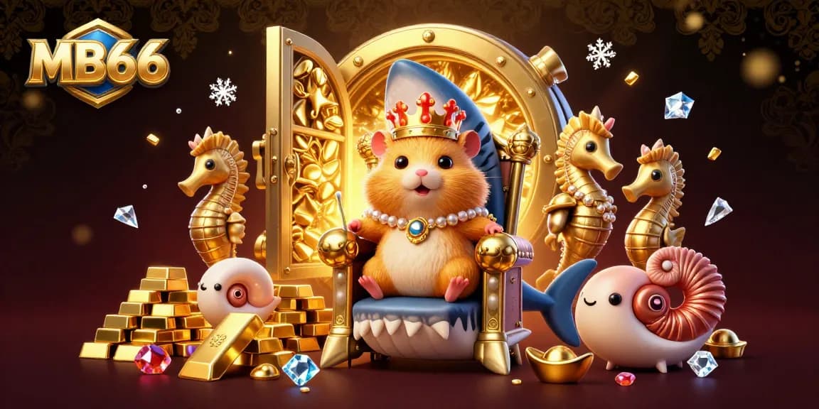 Engage with MB66's exciting gameplay featuring a golden hamster king and treasures in a vibrant casino atmosphere.