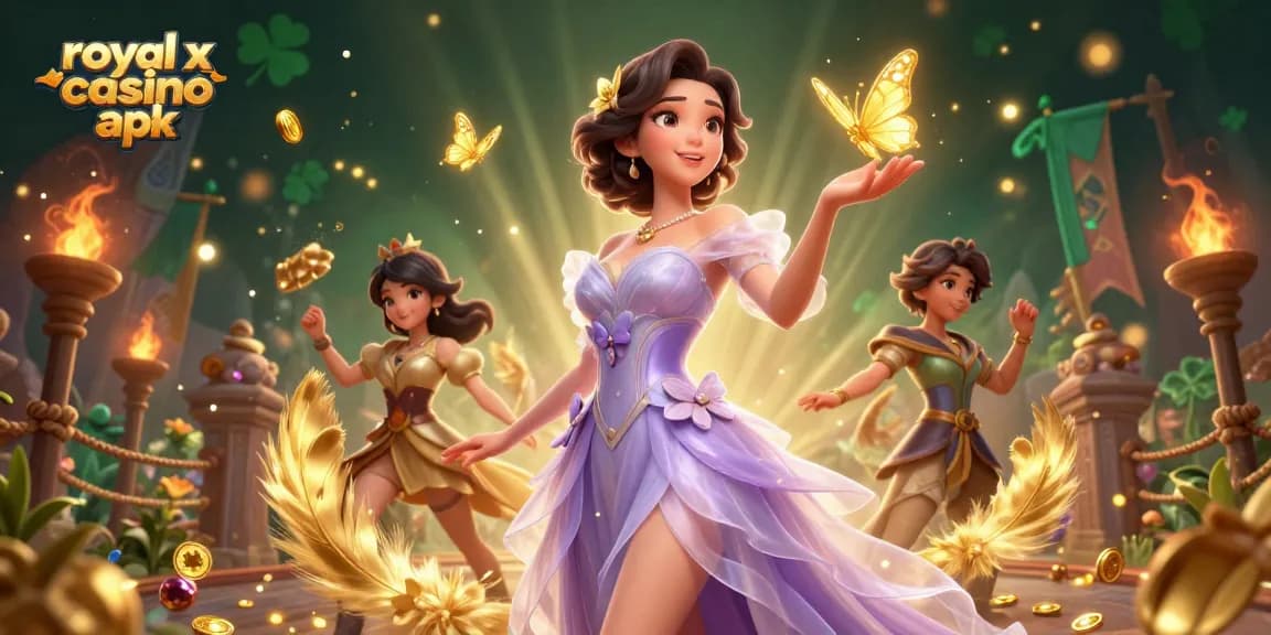 Engage with the royal x casino apk in an enchanting 3D casino scene full of gold and magic.