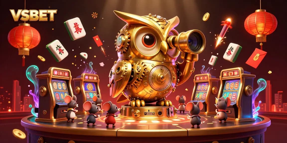 Engage in endless gaming excitement at VSBET, where a vibrant casino scene showcases colorful elements and characters.