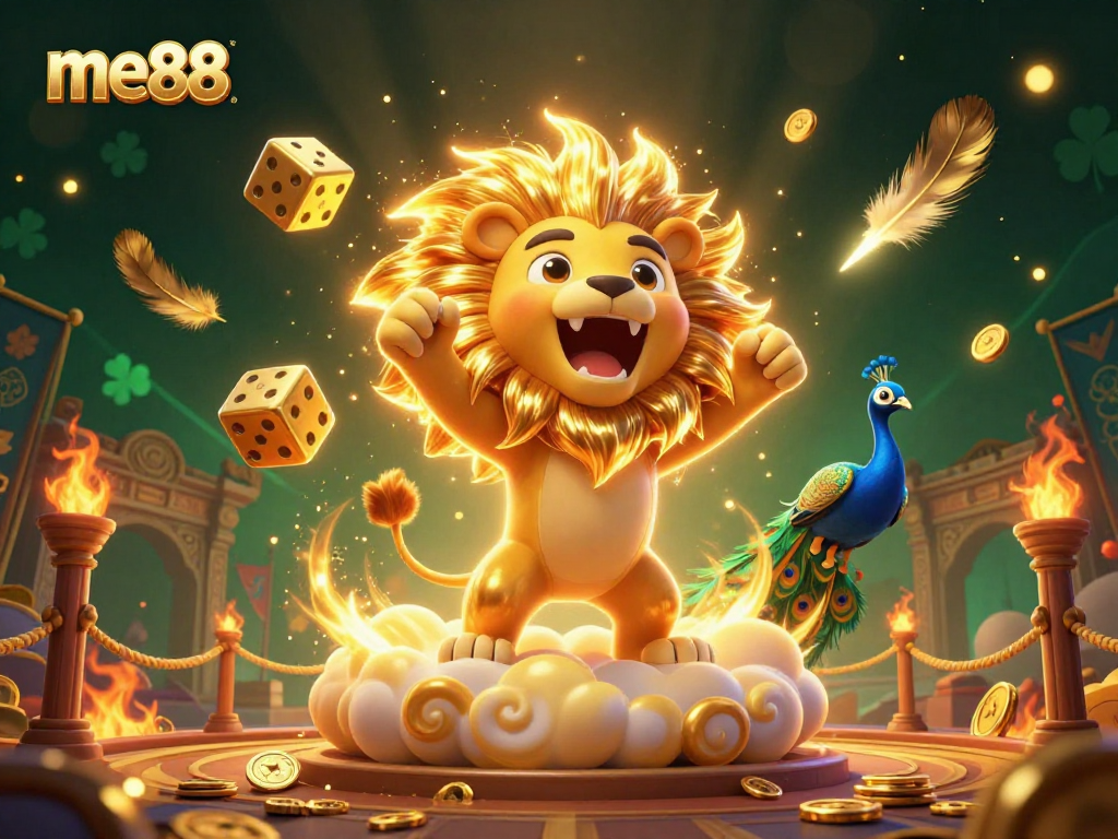Experience the thrill of me88 online casino with vibrant 3D casino characters and gaming elements.