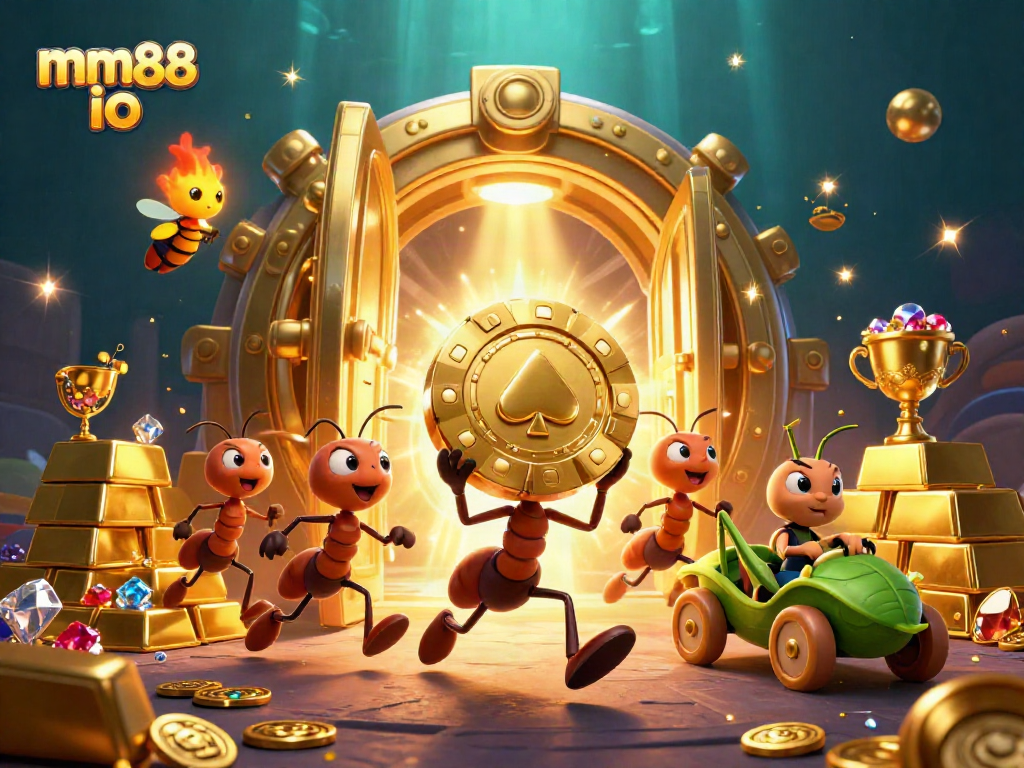 Engage in thrilling gaming action at mm88 io with vibrant characters and treasure-filled heist.