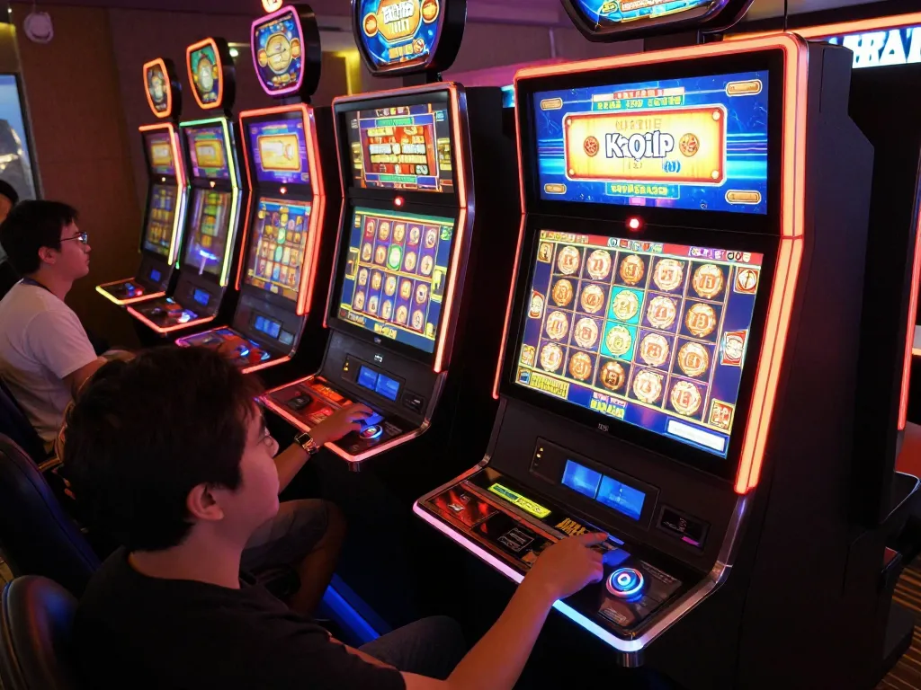 Playing vibrant slot luar negeri games online, engaging dynamic gameplay in a colorful casino interface