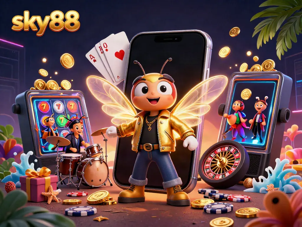 Experience sky88 casino with thrilling colorful slot games and vibrant characters in action.