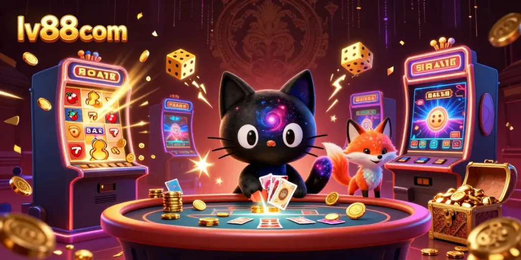 Embrace the gaming excitement at lv88 com with colorful cosmic characters and vibrant casino elements.