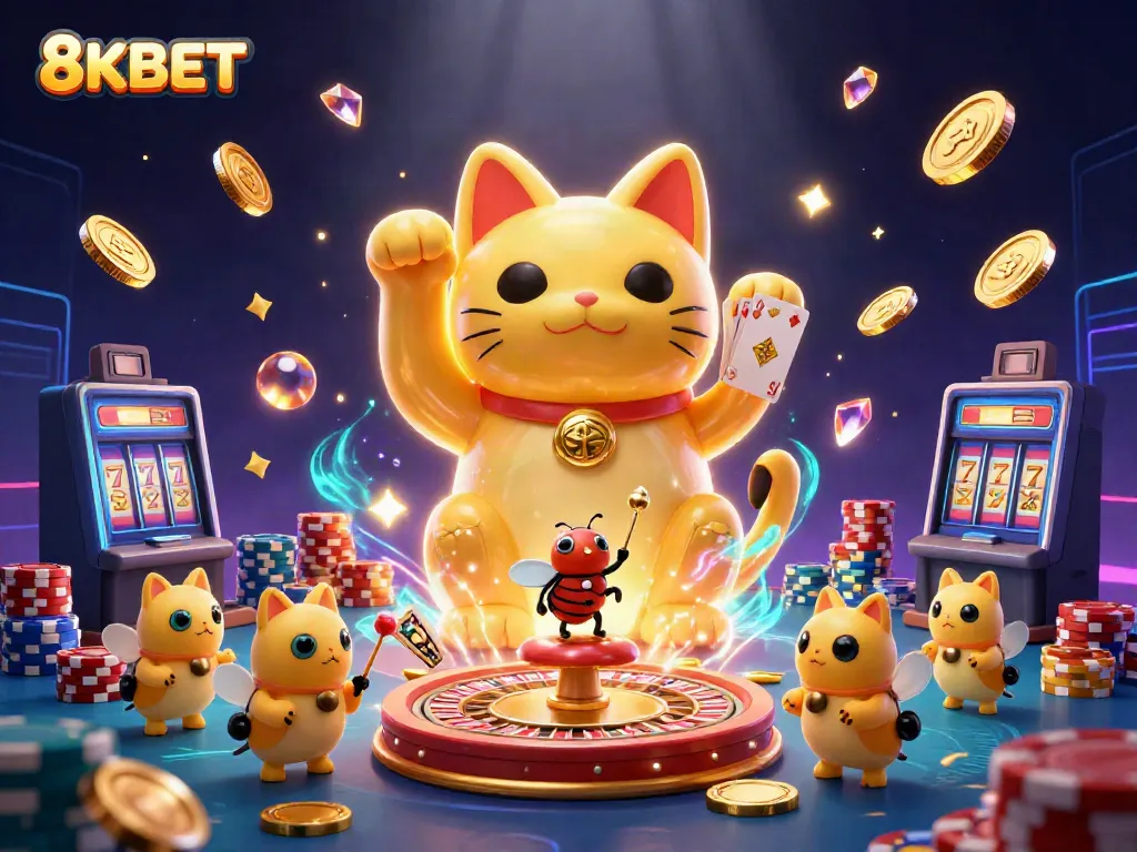 Experience winning strategies with 8KBET's vibrant gambling journey featuring animated golden fireflies.