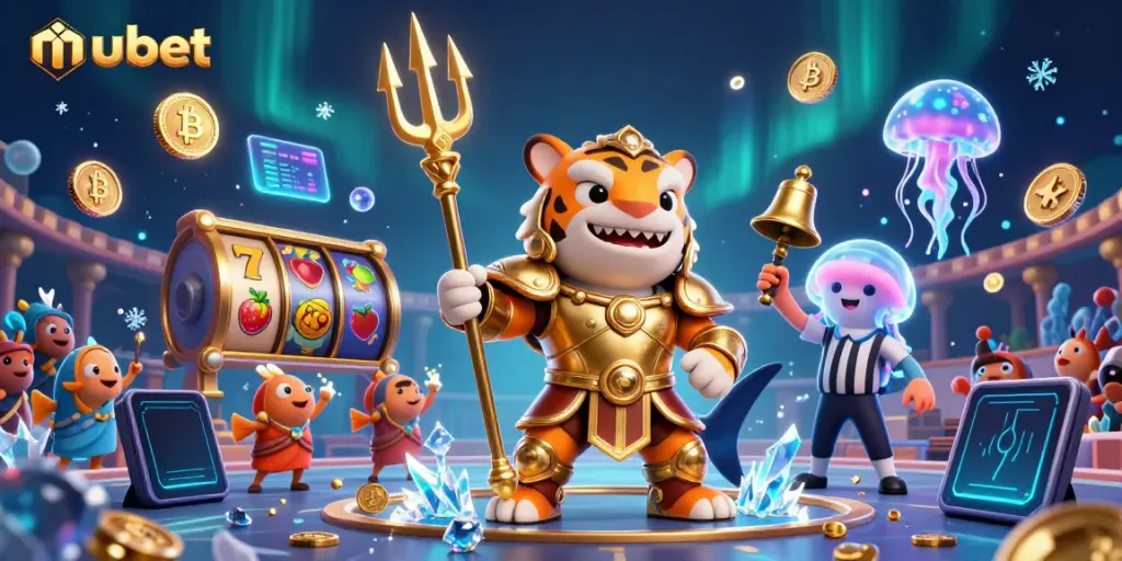 Join the thrilling action at mubet with a tiger shark gladiator in an underwater colosseum.