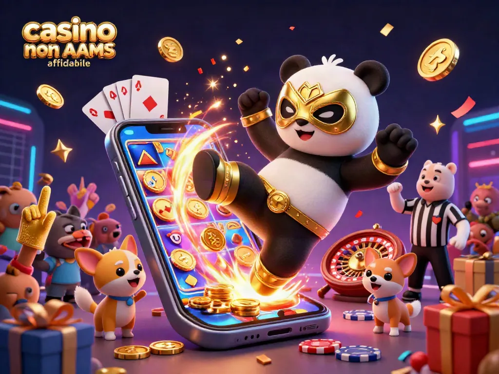 I giocatori si divertono nei casino non AAMS affidabili, circondati da giochi di slot, fuochi d'artificio e premi.