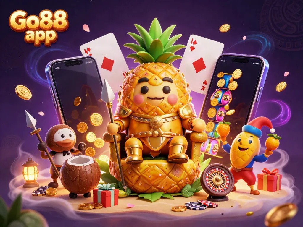 Experience the thrill of gaming with the Go88 app, featuring vibrant casino elements.
