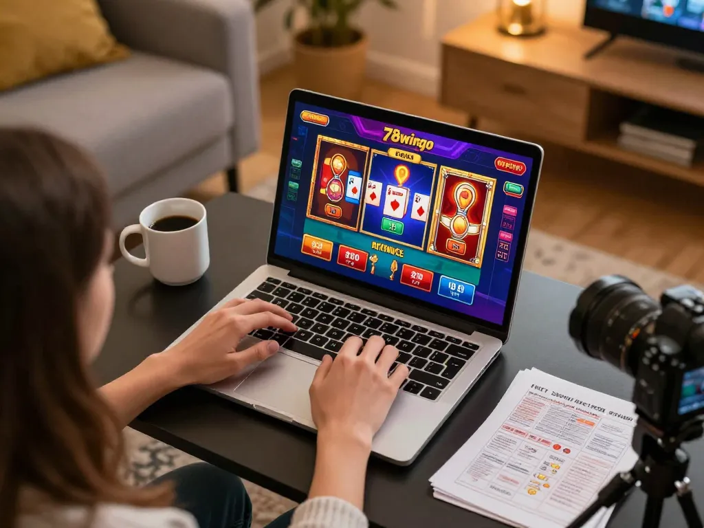 A gamer engaged in online betting at 78wingo, highlighting an inviting and strategic atmosphere.