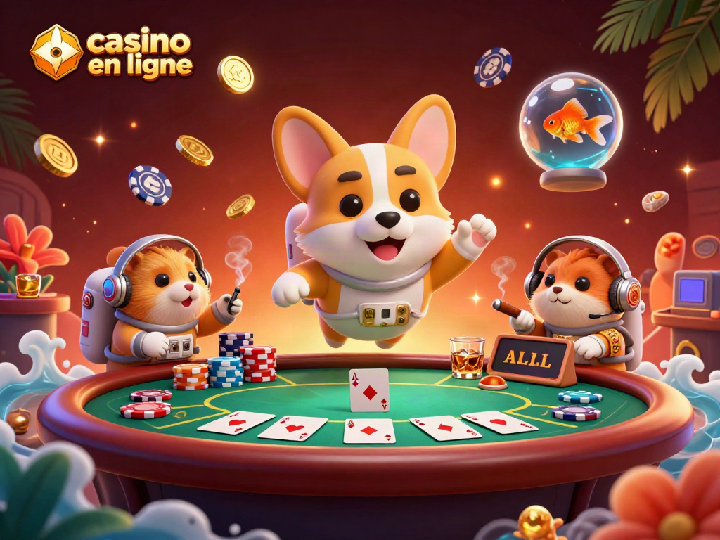 Jouer à des jeux au casino en ligne, avec des éléments de poker flottants dans l'espace.