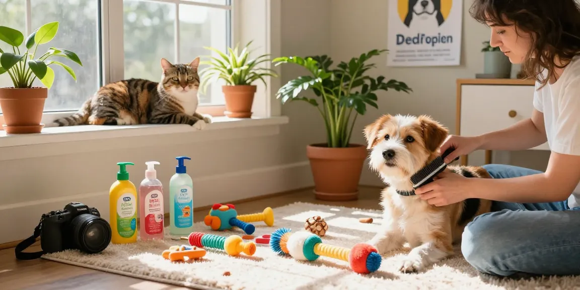 Pet care moment demonstrating rokok88 tips for grooming and engaging pets.