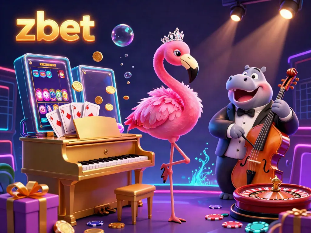 ZBET offers thrilling gameplay with colorful slot attractions and lively characters in a vibrant casino scene.