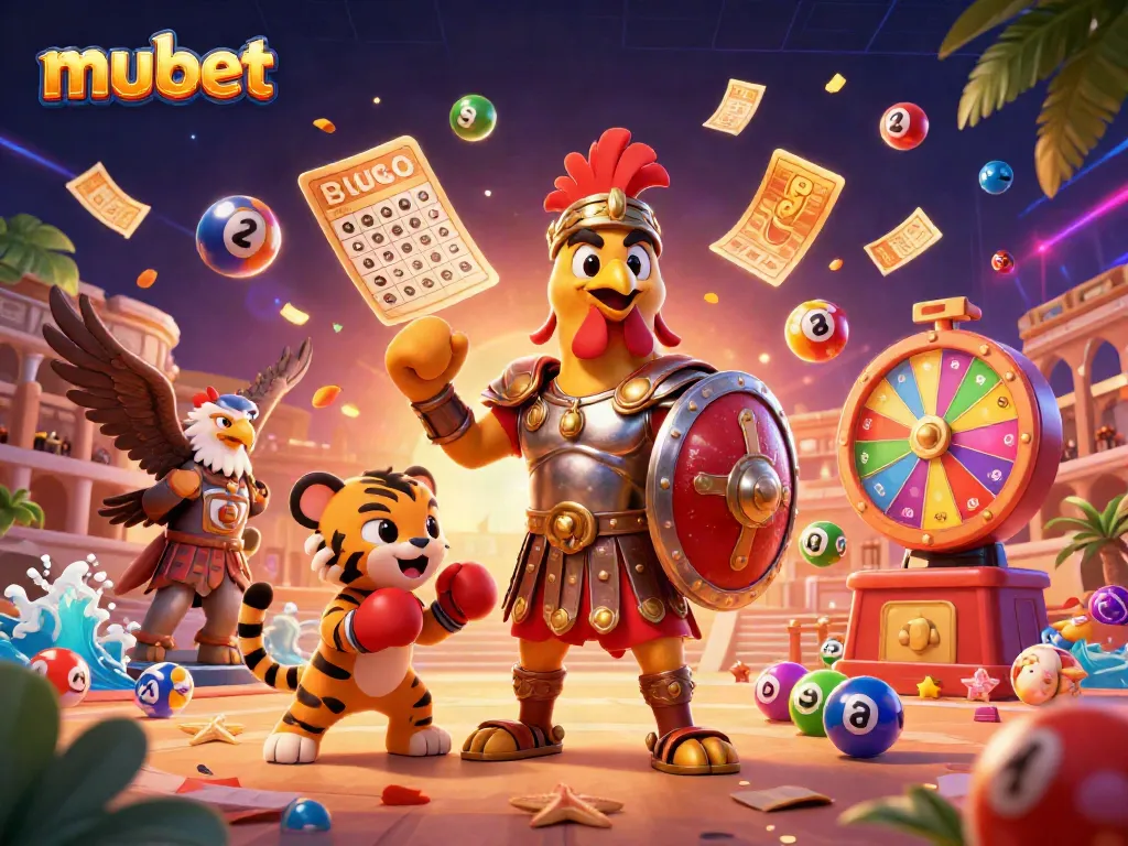 Experience thrilling gameplay at mubet with festive casino elements and engaging characters.