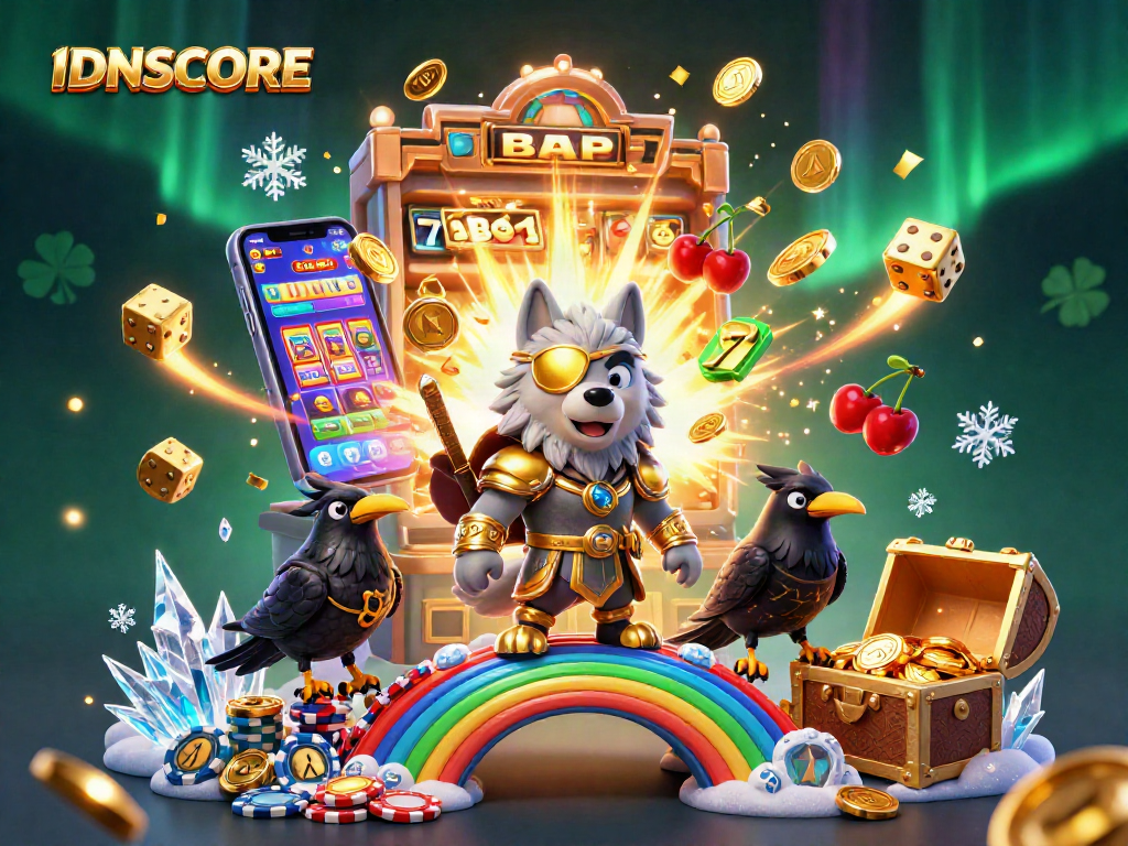 Experience the thrill of IDNSCORE with a stunning Norse-themed casino scene bursting with excitement.