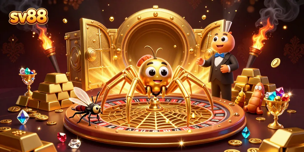 Engage with sv88's thrilling casino action as a fly bets while a golden spider spins the roulette web.