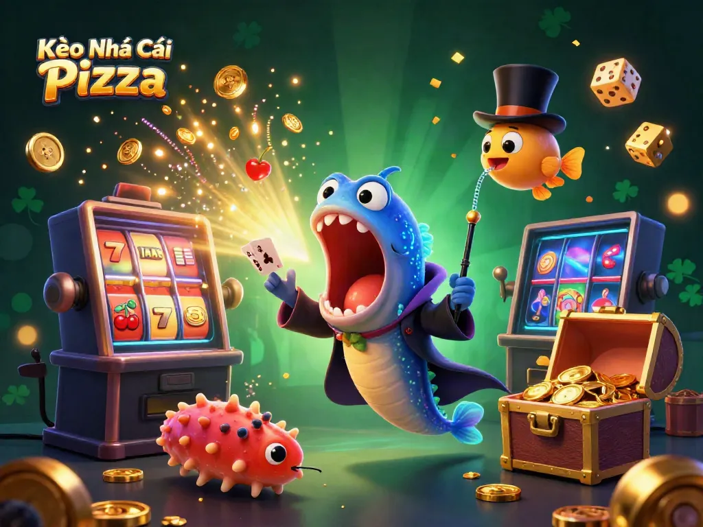 Kèo Nhà Cái Pizza showcases a magical underwater casino scene with vibrant characters and exciting elements.