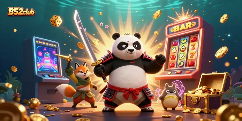 B52club's exciting online casino experience with dynamic gaming elements and characters.