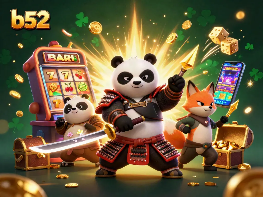 Experience the thrill of slots with b52 characters in an action-packed casino scene.