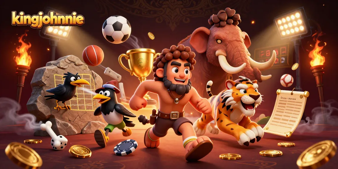 Experience thrilling action with kingjohnnie in a vibrant prehistoric casino scene.