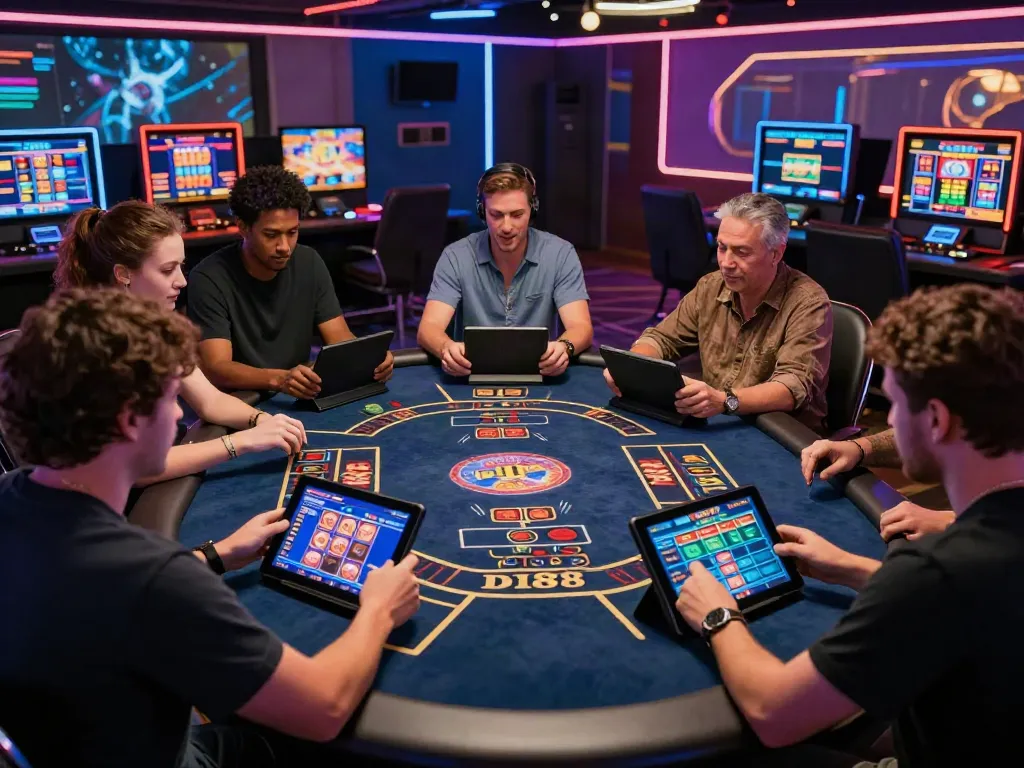 Players engaging in thrilling casino games at DA88's dynamic online platform with vibrant graphics and modern technology.
