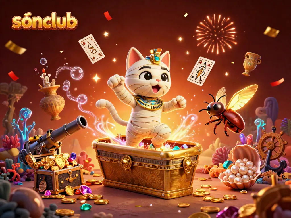 Experience epic wins at sonclub in a captivating 3D pyramid casino with vibrant characters and dynamic elements