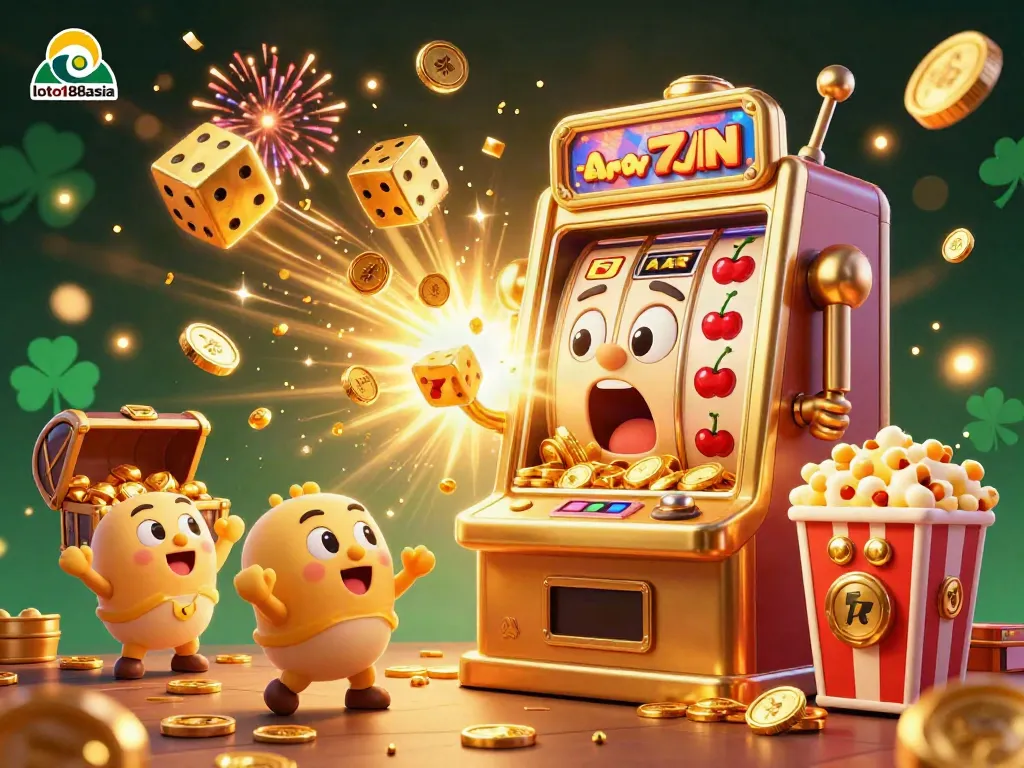 Experience the thrilling excitement of loto188asia with a vibrant slot machine jackpot scene.