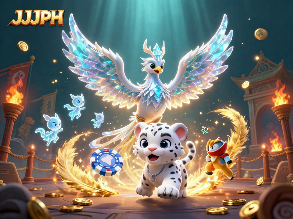 Engage in thrilling gameplay with JJJPH's ice-themed casino adventure featuring vibrant characters.