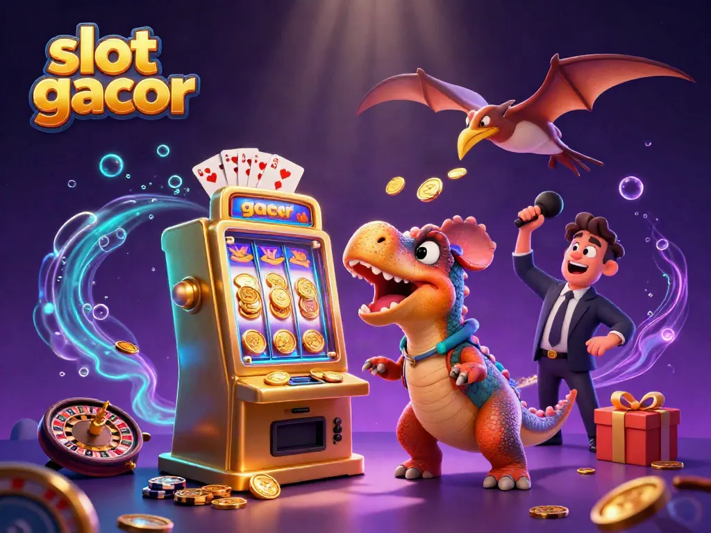 Experience slot gacor action with exciting jackpot coins erupting from a golden machine