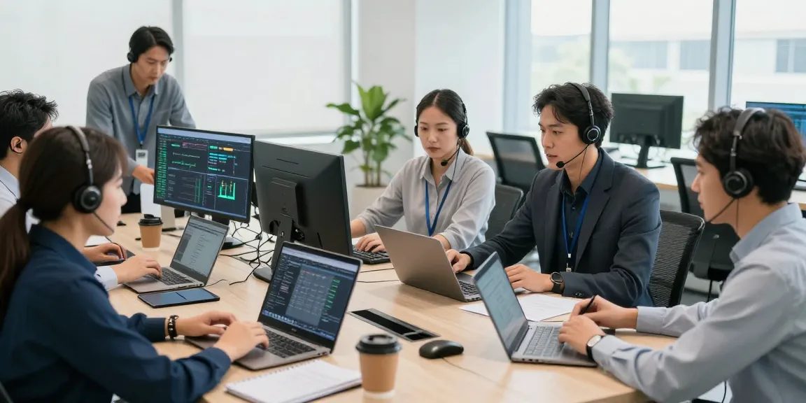 What is the best IT support company in London? Business professionals collaborating in a modern office showcasing effective IT support.