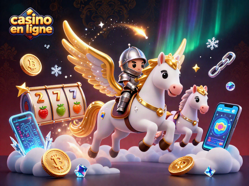 Plongez dans l'univers du casino en ligne avec une illustration animée captivante de jeux de chance et de gains.