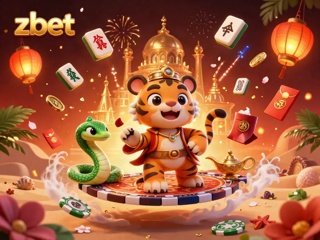 Experience thrilling gameplay at zbet with an Arabian Nights-themed 3D illustration showcasing casino elements.