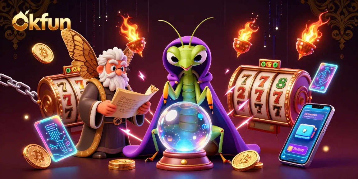 Engage in thrilling slot games at okfun with vibrant illustrations and futuristic elements.