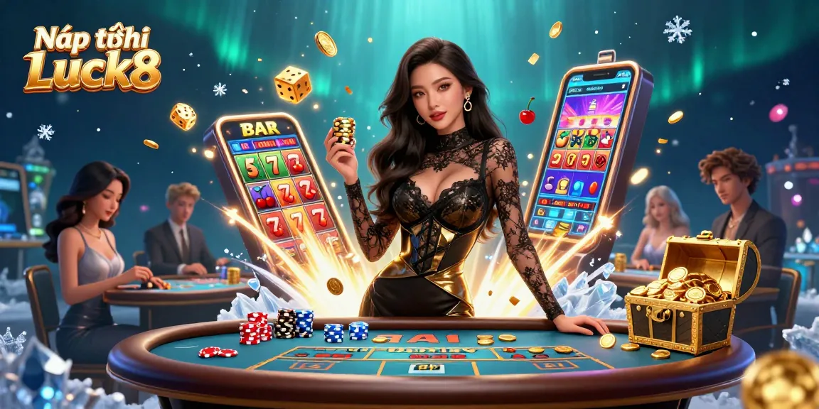 Experience seamless Nạp tiền Luck8 with a glamorous scene of high-stakes gambling.