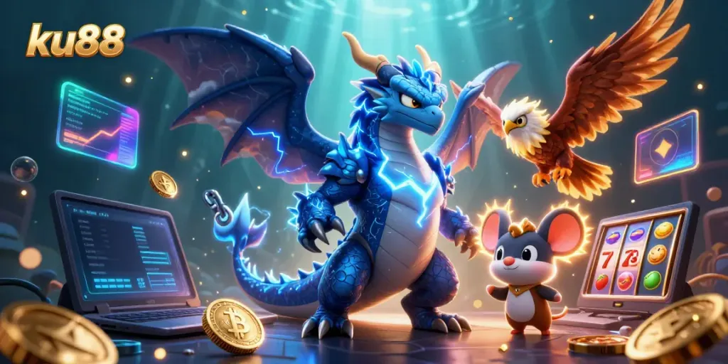 Experience thrilling wins at ku88 with vibrant casino elements and dynamic characters.
