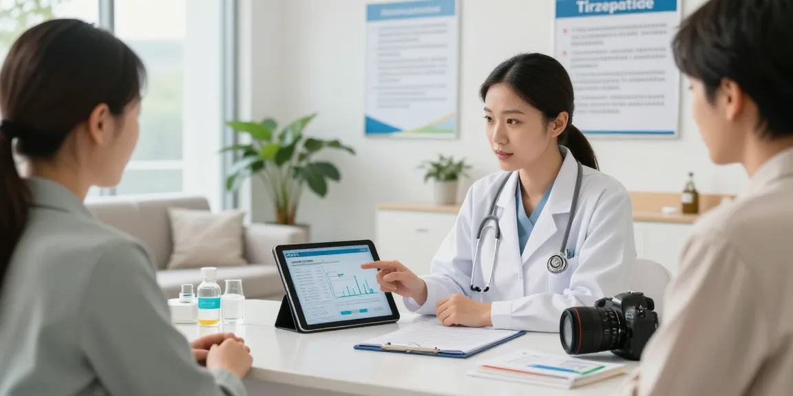 Consultation on Canadian tirzepatide source in a modern clinic setting, showcasing patient engagement and treatment options.
