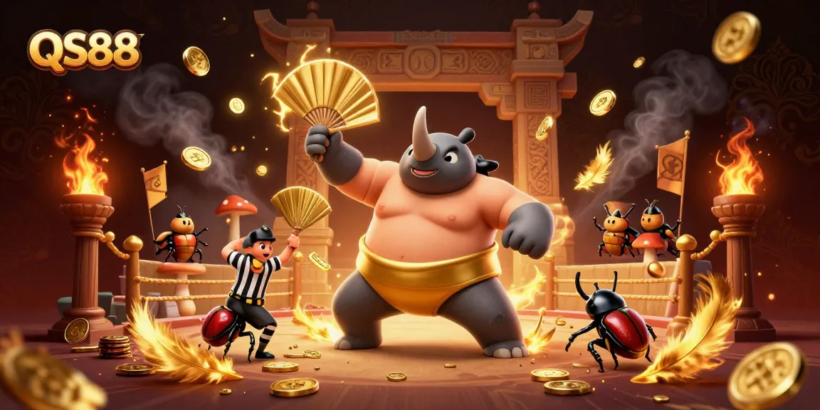 Experience thrilling gaming action at QS88 with dynamic casino-themed 3D illustration.