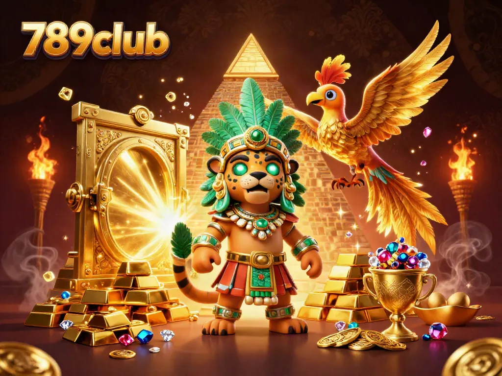 Experience the vibrant 789club online casino with Mayan priest and treasure elements.