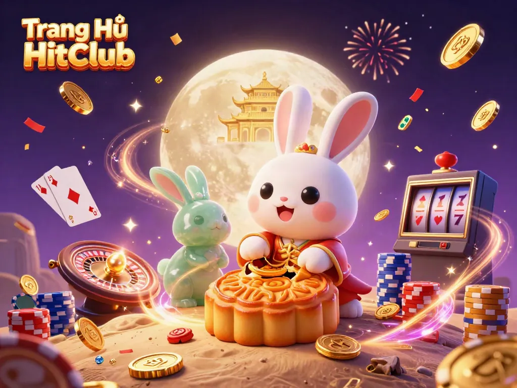 Experience slots excitement on Trang Chủ HitClub with a magical lunar festival scene.
