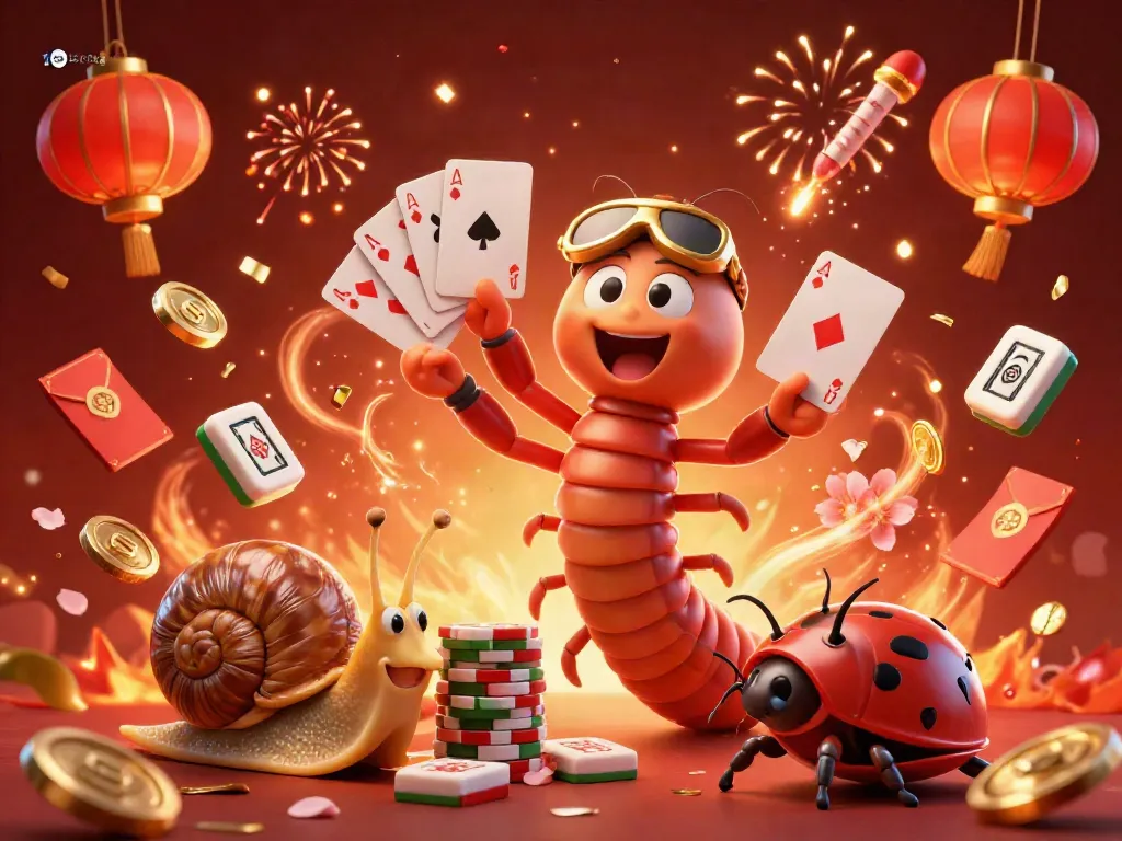 Experience thrilling gameplay with sin88tg as a cartoon millipede dealer showcases cards while a high-roller snail pushes chips.