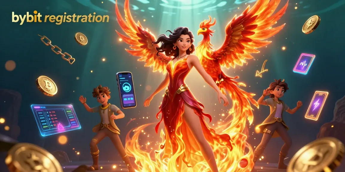 Engage in bybit registration while surrounded by dynamic cryptocurrency visuals and energy.