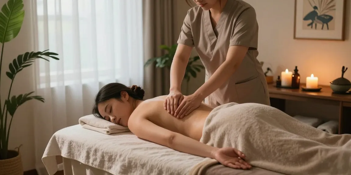 Relaxing 관악구출장마사지 therapy session in a serene spa environment.