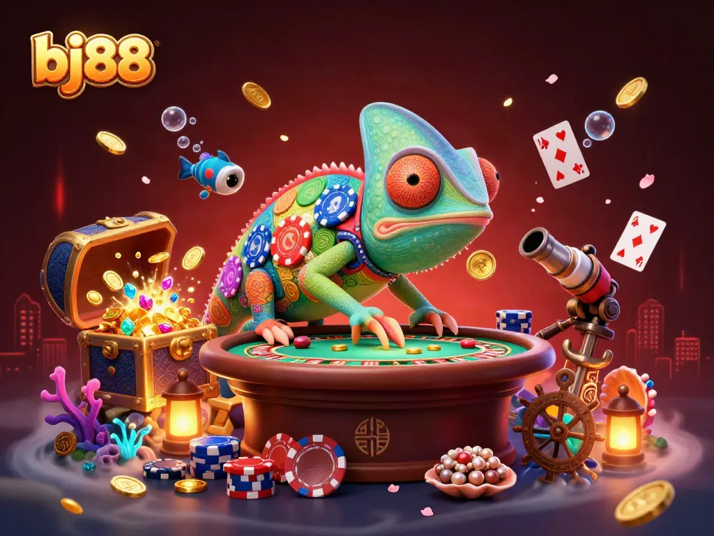 Engage with bj88's thrilling gambling experience featuring a vibrant casino scene.