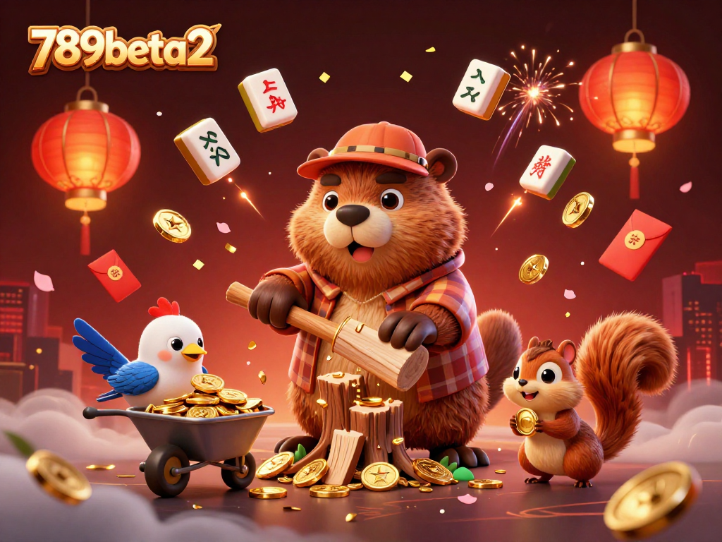 Experience the thrill of 789beta2 as a beaver collects golden coins in an enchanting casino scene.