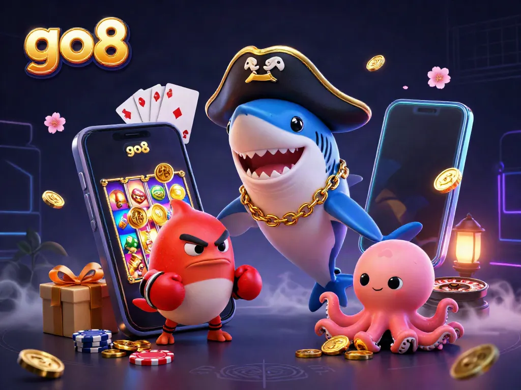 Engage with the thrilling world of go8 as a pirate shark, pufferfish, and octopus play with slots, coins, and games.